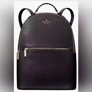 Kate Spade Black Perry Leather Backpack Gold Hardware Pockets